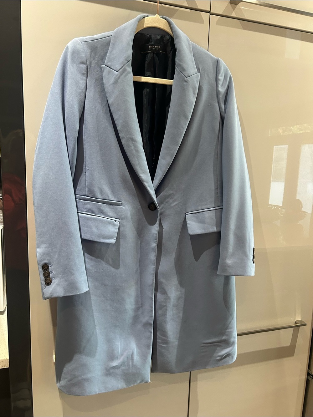 Zara Pale Blue Single-Button Trench Coat